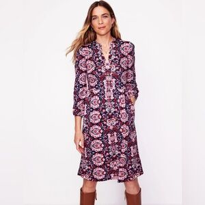 Naomi Relaxed Jersey Dress, Old Rose, Bloom Trellis
